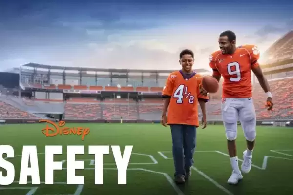 Disney's movie poster for Safety brother and little brother walking of a field