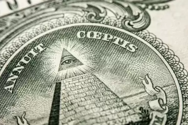 The all seeing eye on top of the 1 dollar bill 