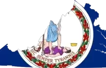 Map of Virginia Commonwealth and its flag overlayed