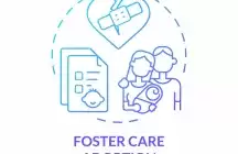 Foster care adoption blue gradient concept icon