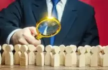 Man counting with magnifying glass wooden small kids